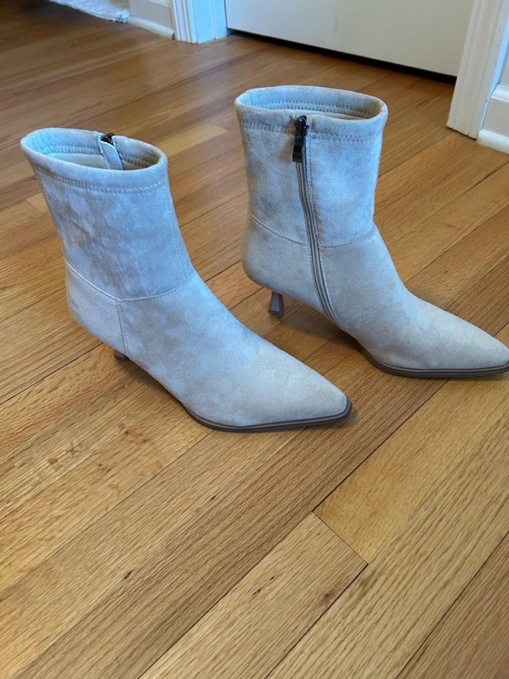 Faux Suede zip booties